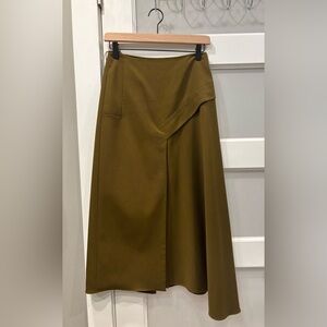 Tibi olive green origami skirt